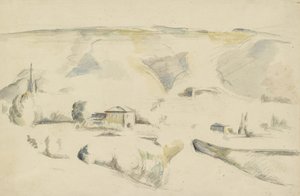 Een uitzicht over een vallei door Paul Cézanne